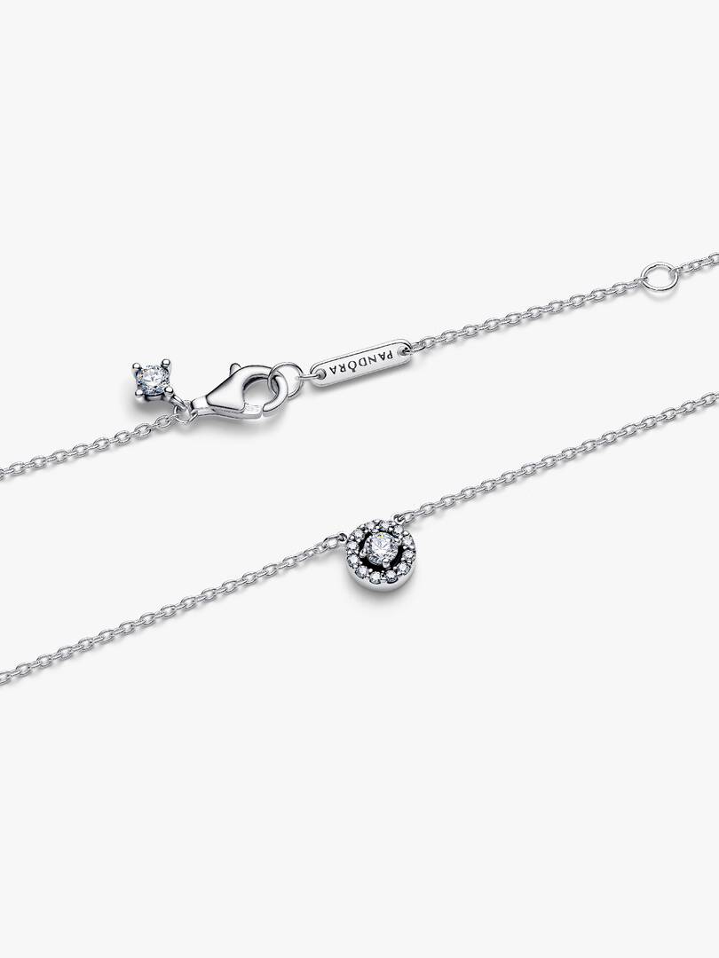 Round Pavé Halo Collier Necklace Sterling silver