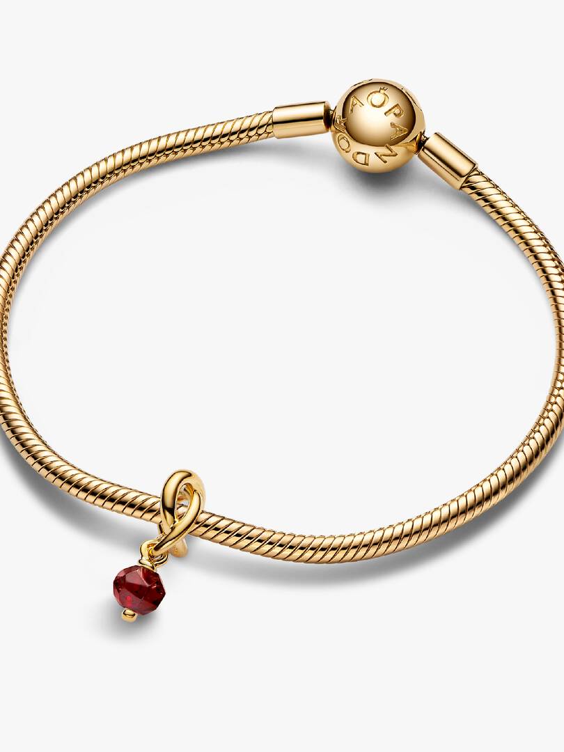 Faceted Red Eternity Circle Dangle Charm 14k gold plating