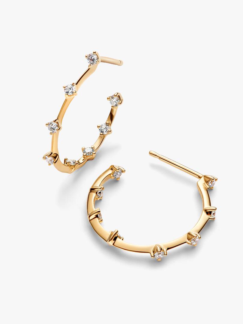 Pandora Era Lab-Grown Diamond Station Hoop Earrings 0.40 ct TW, 14k gold
