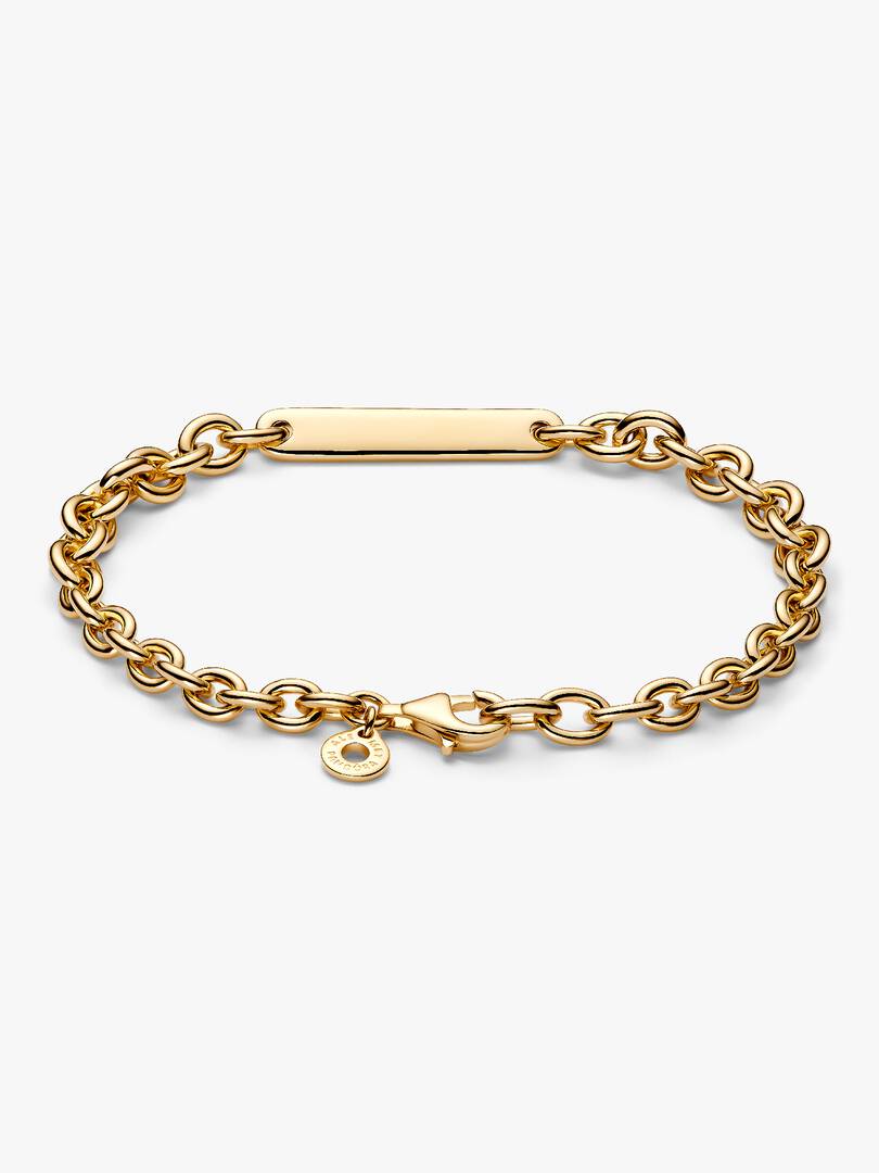 Engravable Bar Link Bracelet 14k gold plating
