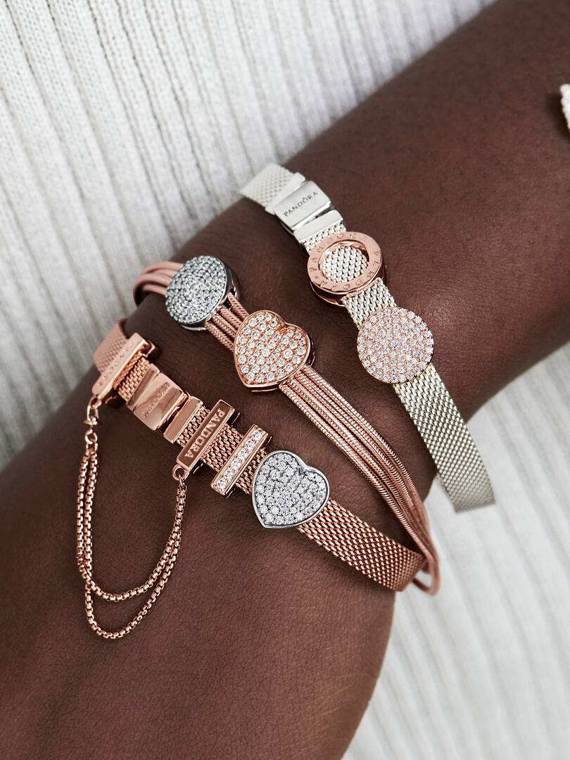 FINAL SALE - Pandora Reflexions™ Mesh Bracelet 14k rose gold plating