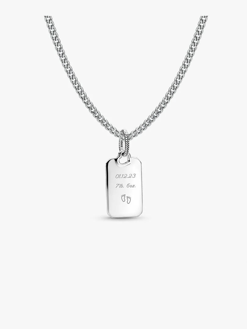 Engravable Rectangle Tag Pendant Necklace Set 2 Quantity