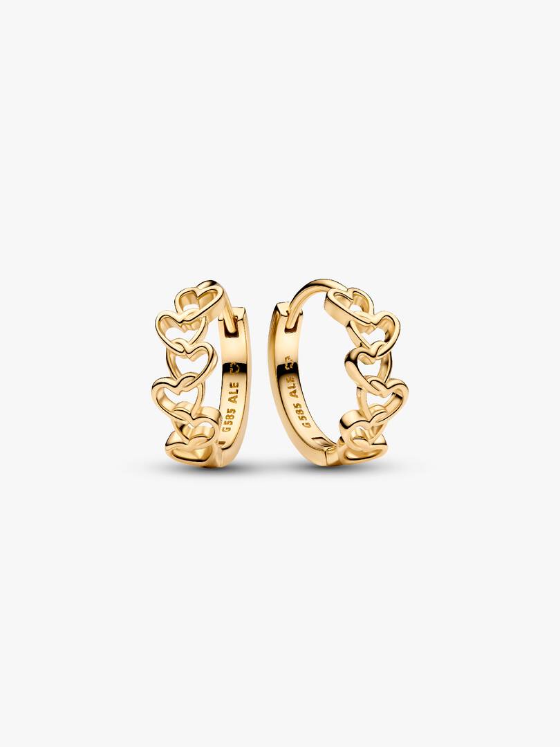 Pandora Era Linked Hearts Hoop Earrings 14k gold