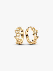 Pandora Era Linked Hearts Hoop Earrings 14k gold