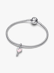Opalescent Heart Key Dangle Charm Sterling silver