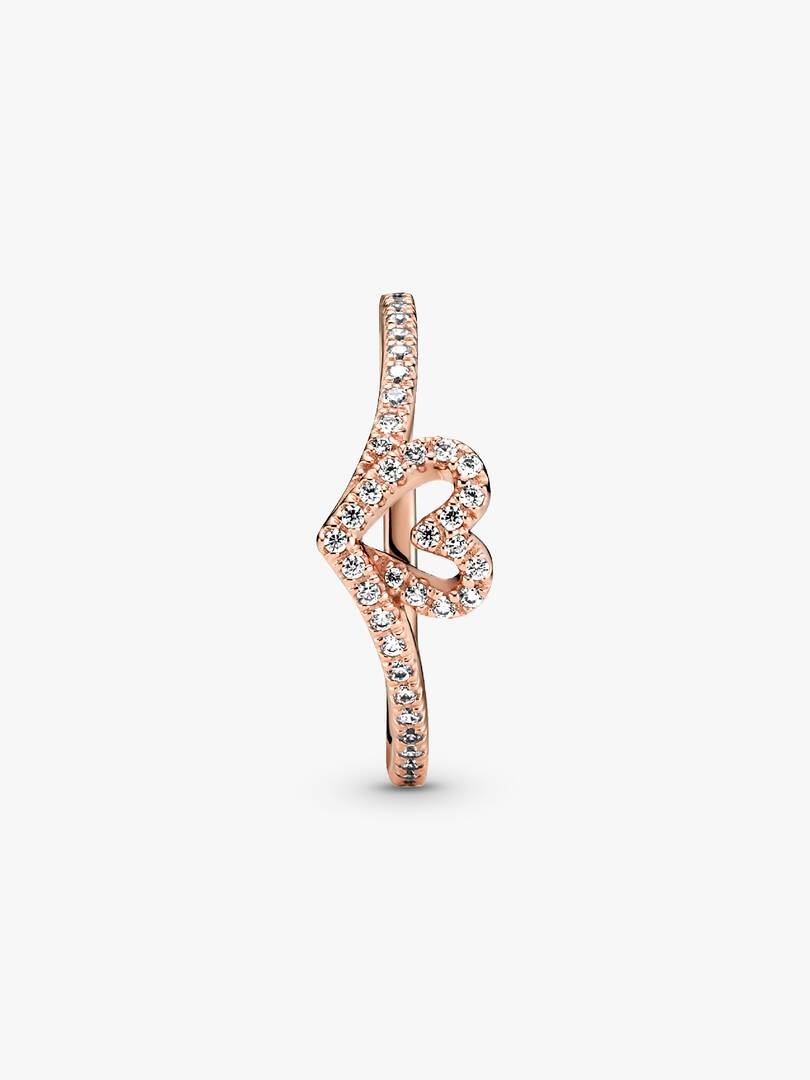 Sparkling Wishbone Heart Ring 14k rose gold plating