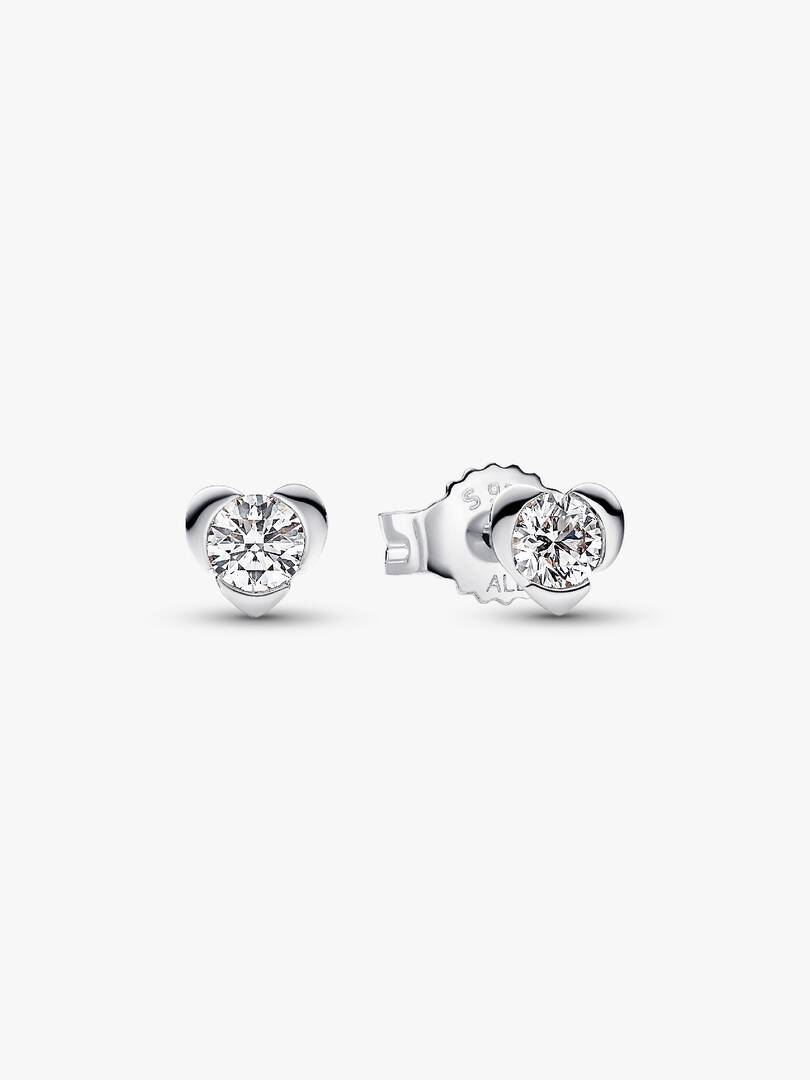 FINAL SALE - Pandora Talisman Sterling Silver Lab-grown Diamond Heart Earrings 0.30 ct TW, Sterling silver