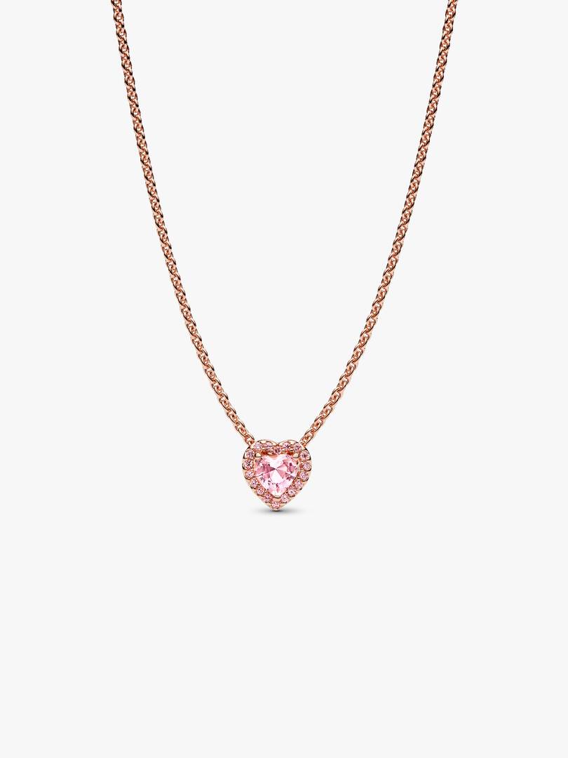 Pink Heart Collier Necklace 14k rose gold plating