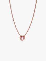 Pink Heart Collier Necklace 14k rose gold plating