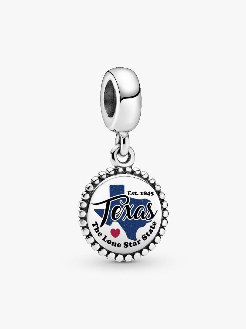 Texas State Map Dangle Charm Sterling silver