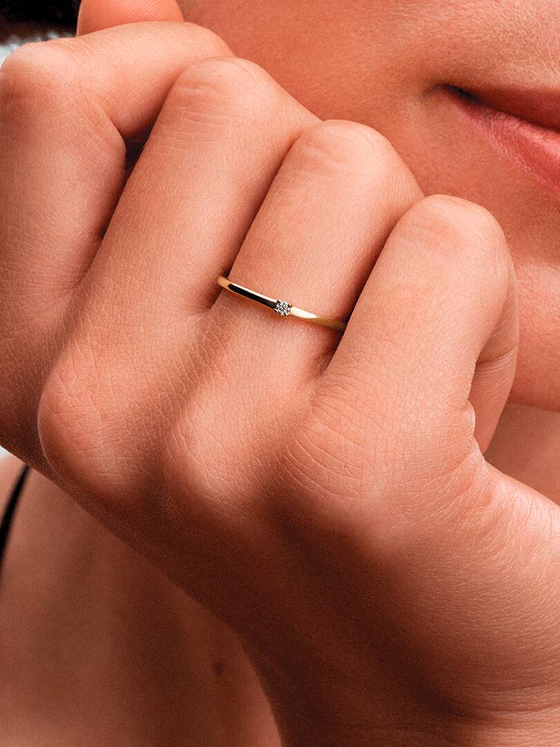 Pandora Era 14k Gold Lab-grown Diamond Single Stone Ring 0.03 ct TW, 14k gold