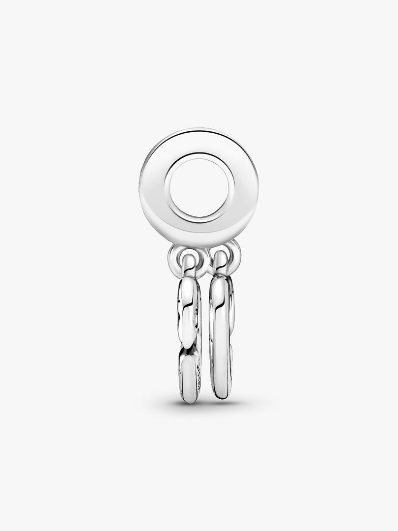 Linked Sister Hearts Split Dangle Charm Sterling silver