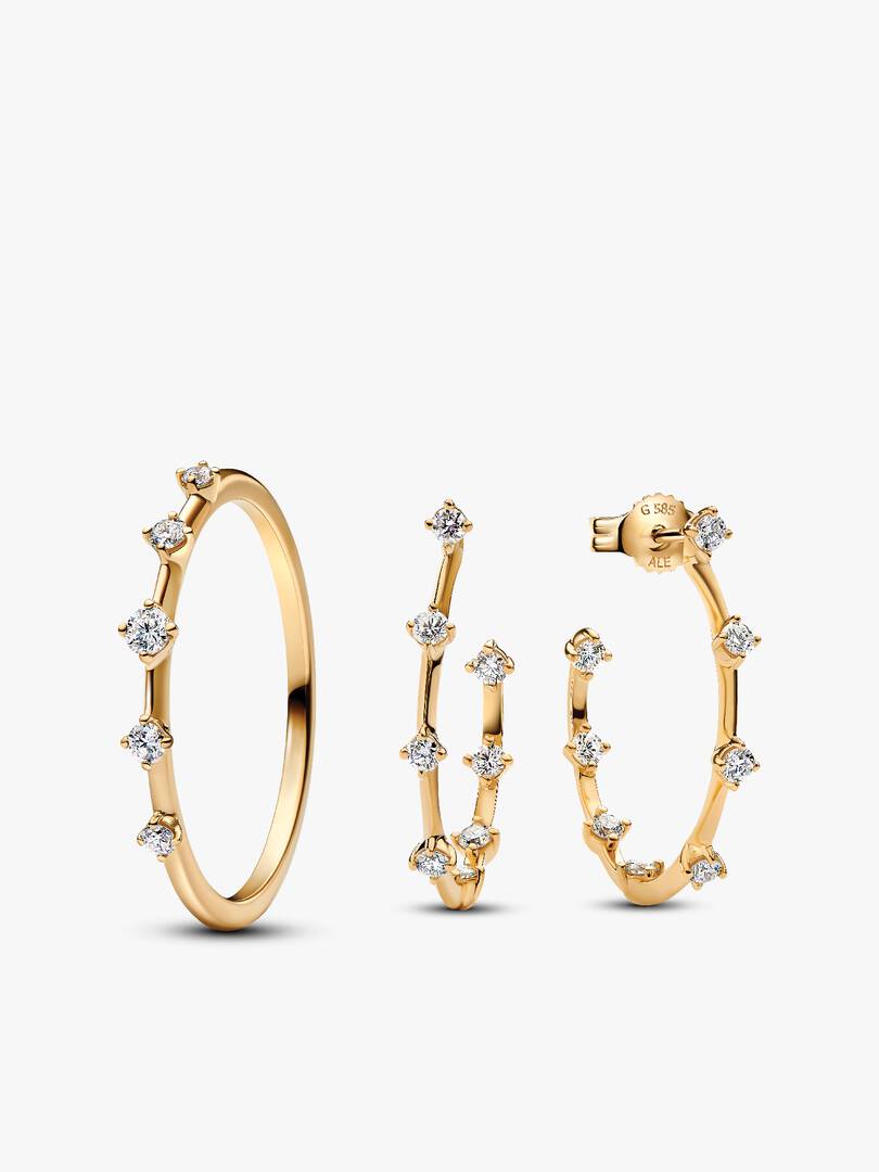 Lab-Grown Diamond Station Earring and Ring Set 2 Quantity