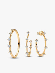 Lab-Grown Diamond Station Earring and Ring Set 2 Quantity