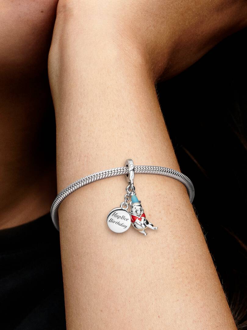 FINAL SALE - Disney Winnie the Pooh Birthday Dangle Charm Sterling silver