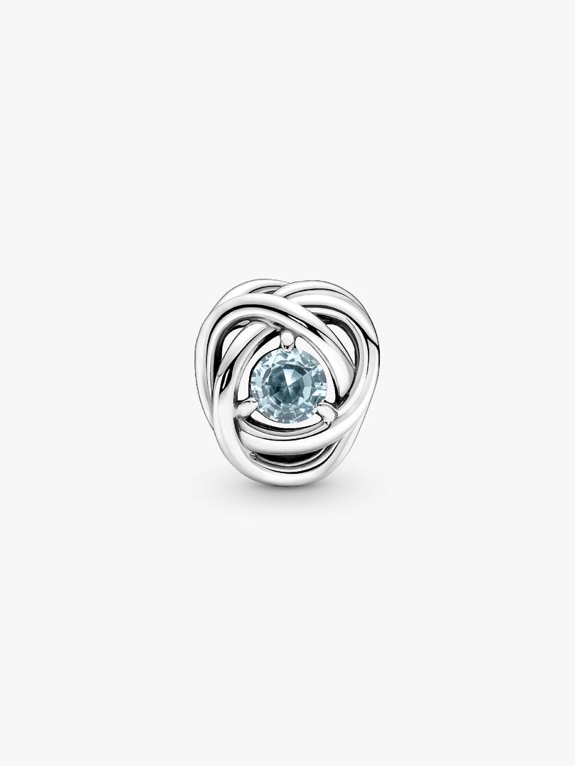 March Sea Aqua Blue Eternity Circle Charm Sterling silver