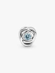 March Sea Aqua Blue Eternity Circle Charm Sterling silver