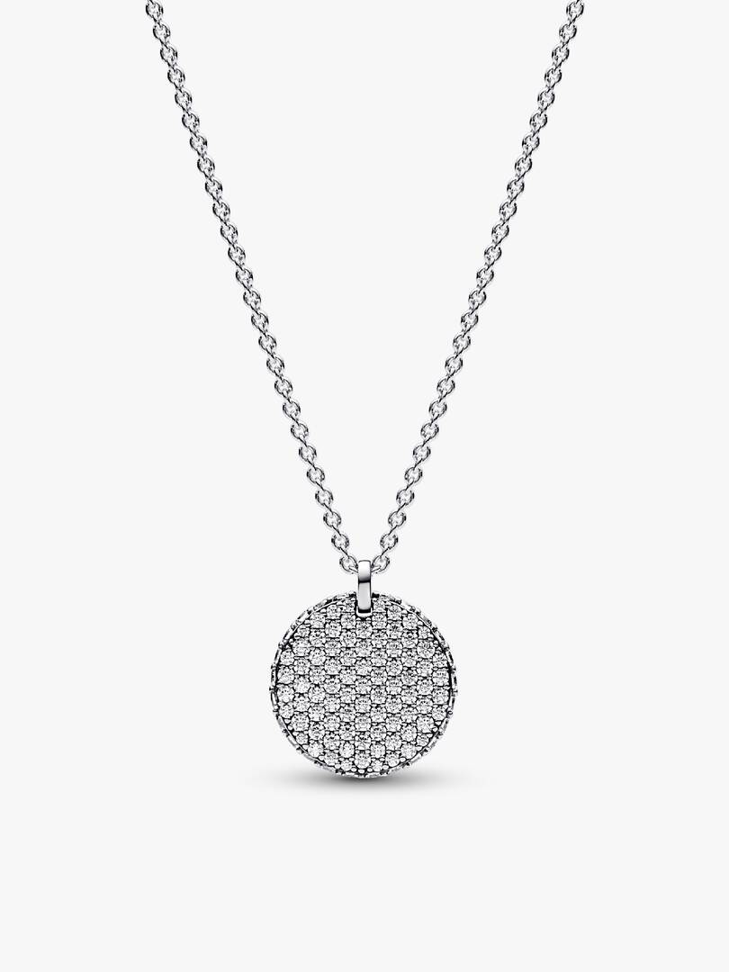 Pavé Round Necklace and Hoop Earrings Set 2 Quantity