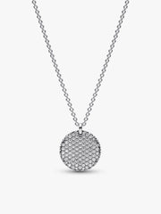 Pavé Round Necklace and Hoop Earrings Set 2 Quantity