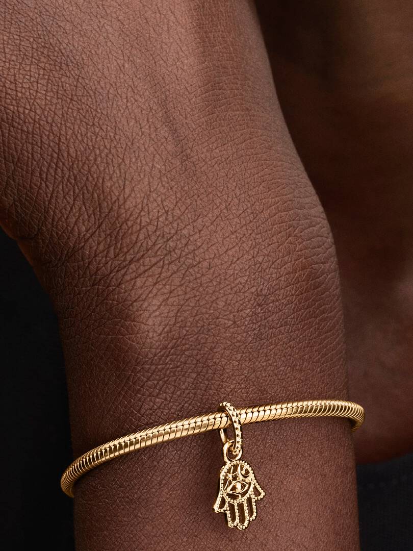 Protective Hamsa Hand Dangle Charm 14k gold plating