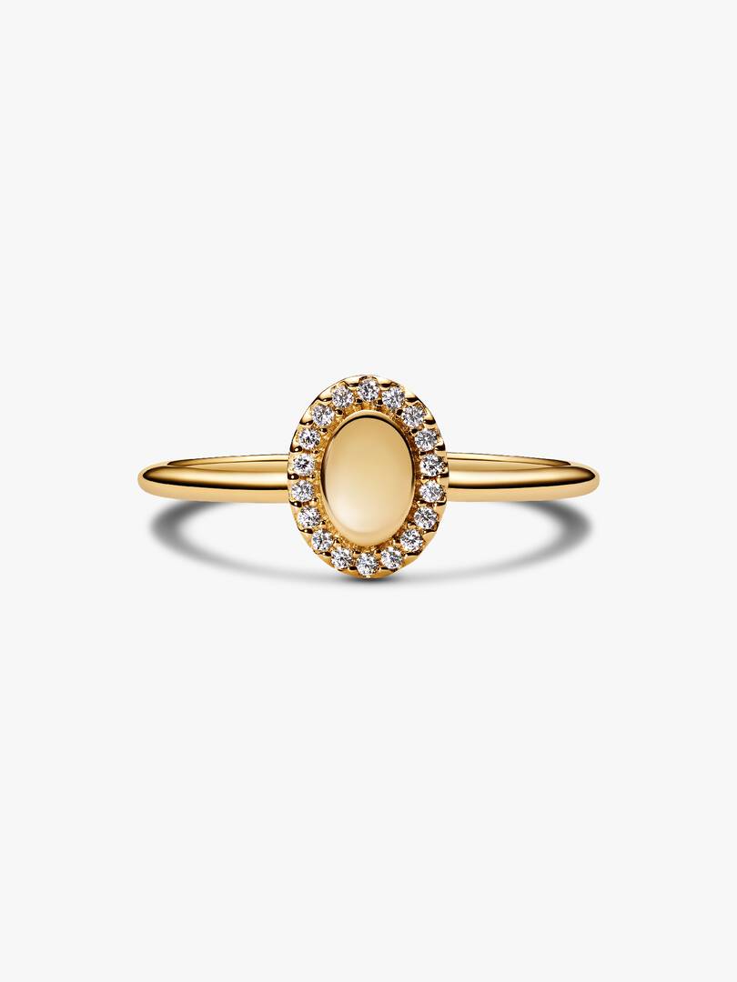 Engravable Oval Halo Ring 14k gold plating