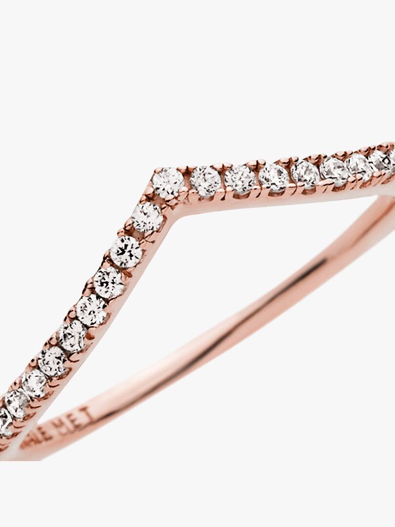 Sparkling Wishbone Ring 14k rose gold plating