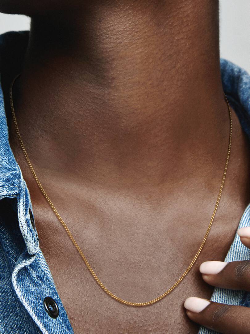Curb Chain Necklace 14k gold plating