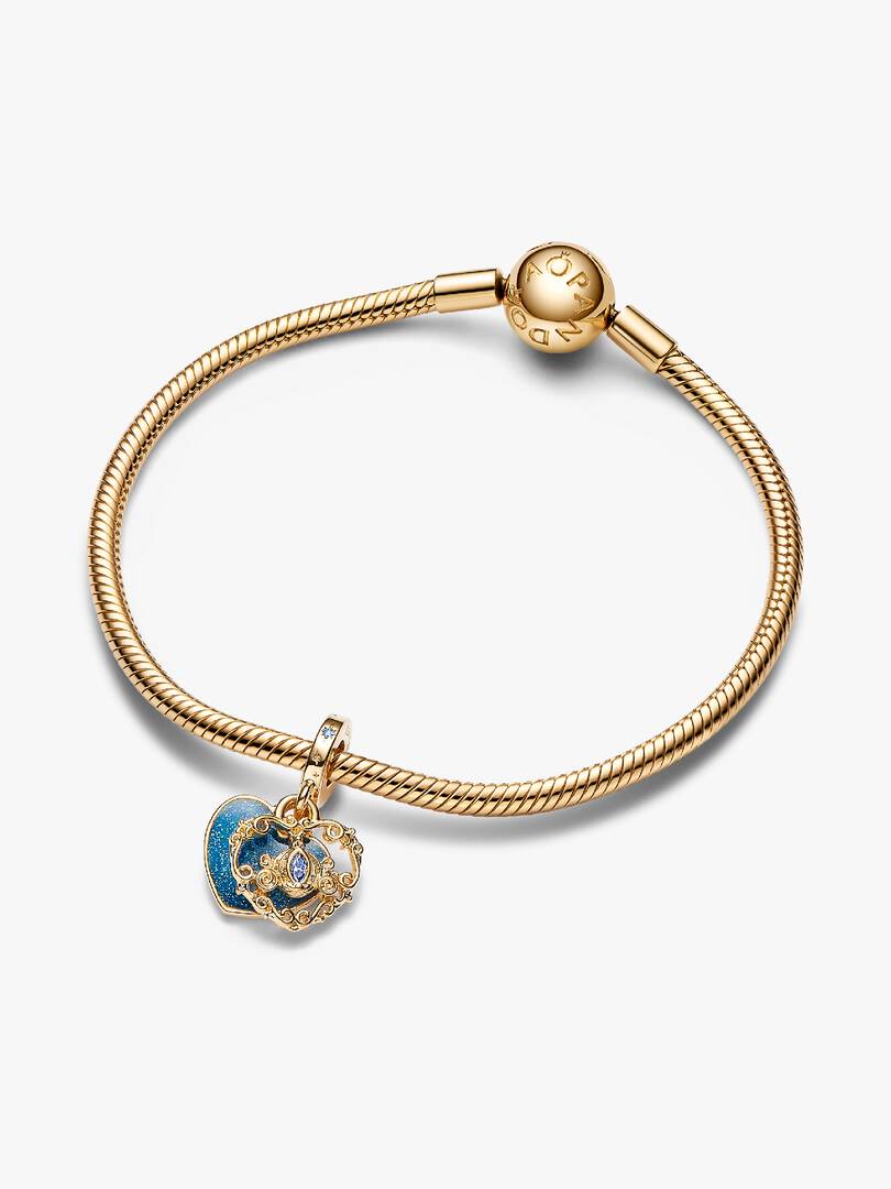 Disney Cinderella's Carriage & Heart Double Dangle Charm 14k gold plating