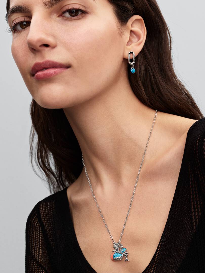 Turquoise-colored Heart Mini Dangle Charm Sterling silver