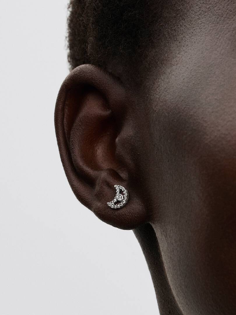 Sparkling Moon Stud Earrings Sterling silver