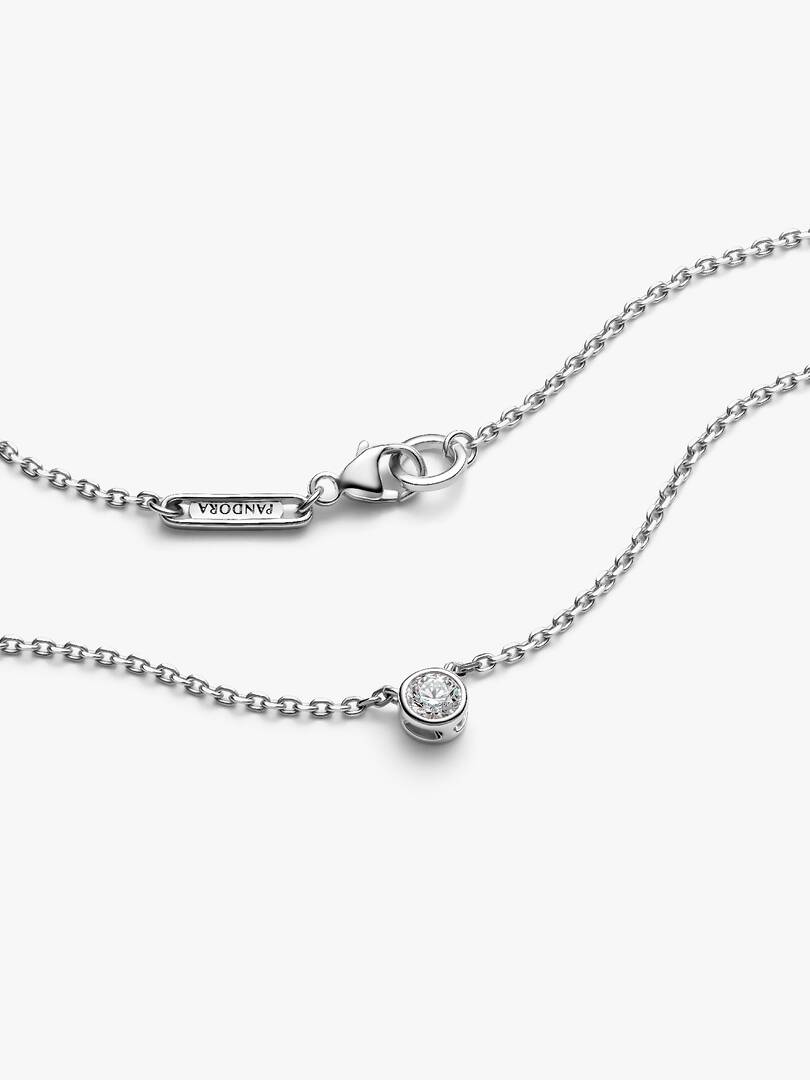 Pandora Era Bezel Sterling Silver Lab-grown Diamond Pendant Necklace 0.15 ct TW, Sterling silver