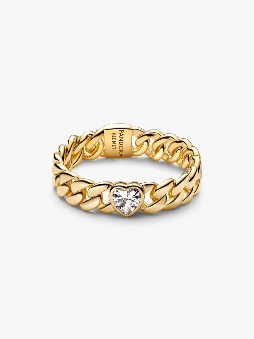 Heart Cuban Chain Ring 14k gold plating