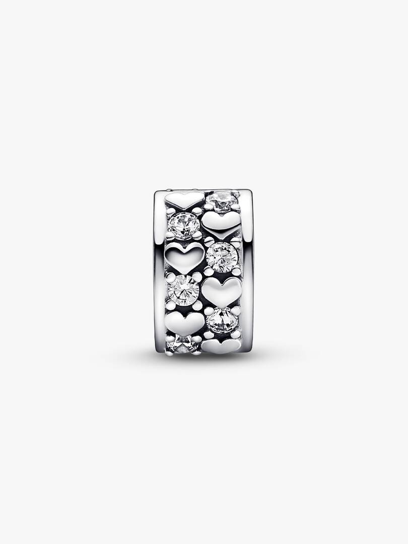 FINAL SALE - Infinite Hearts Sparkling Clip Charm Sterling silver