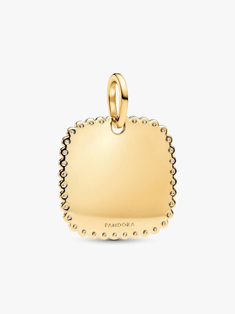 Engravable Square Tag Pendant 14k gold plating