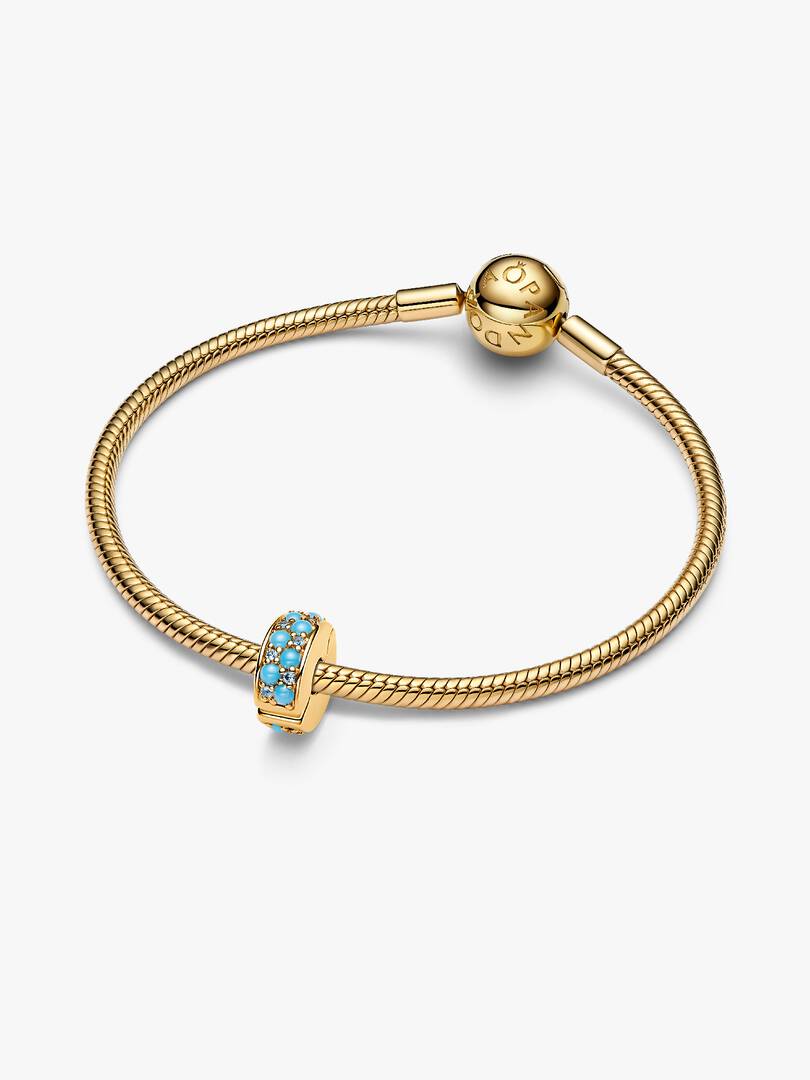 Aqua Blue Clip Charm 14k gold plating