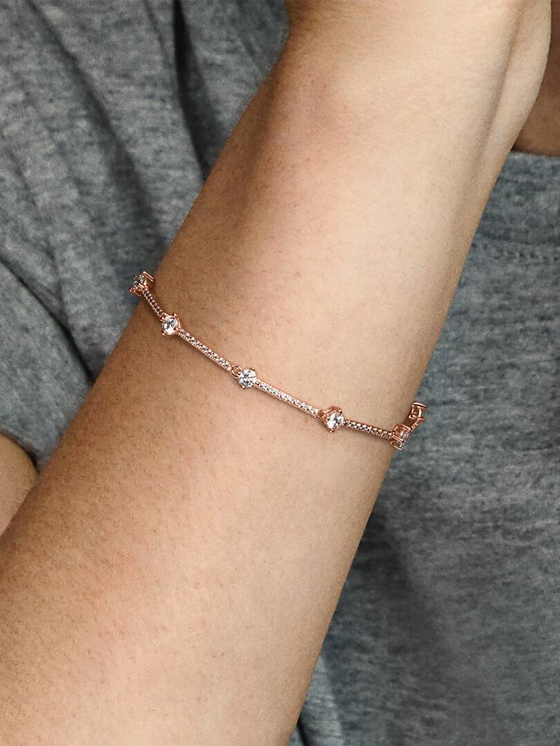 FINAL SALE - Sparkling Pavé Bars Bracelet 14k rose gold plating