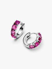 Pink Hoop Earrings Sterling silver