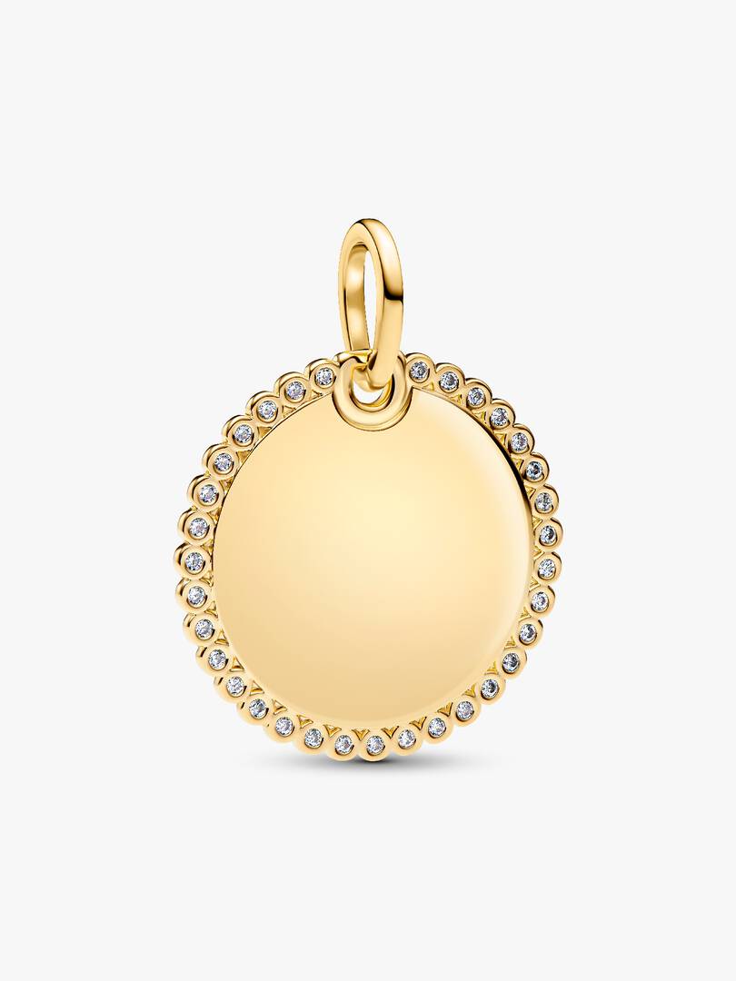 Engravable Round Tag Pendant 14k gold plating