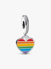 Pride Rainbow Heart Dangle Charm Sterling silver