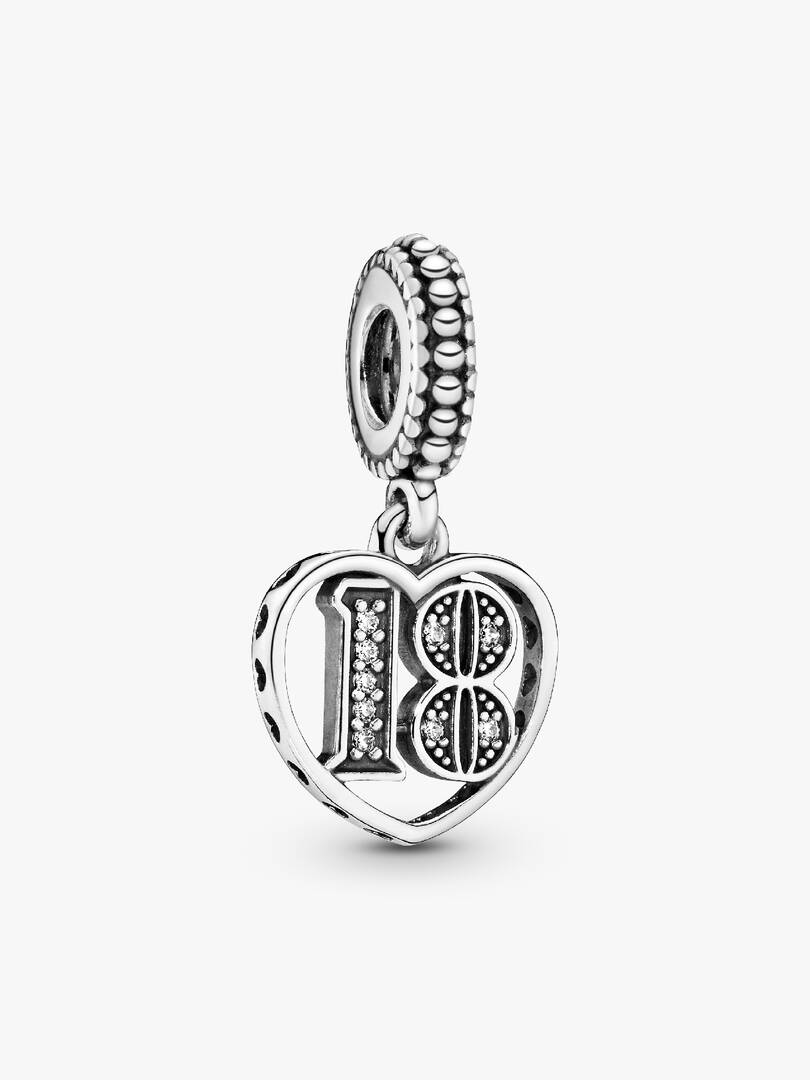 18th Celebration Dangle Charm Sterling silver