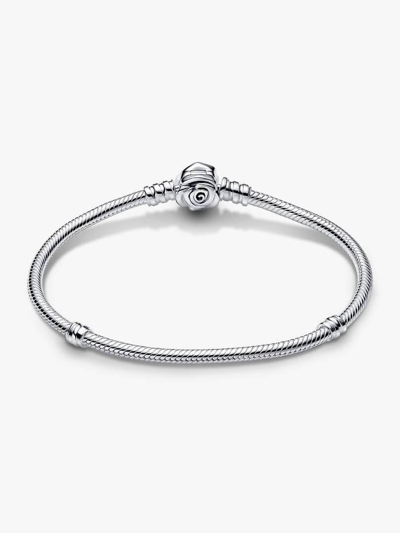 Pandora Moments Rose in Bloom Clasp Snake Chain Bracelet Sterling silver