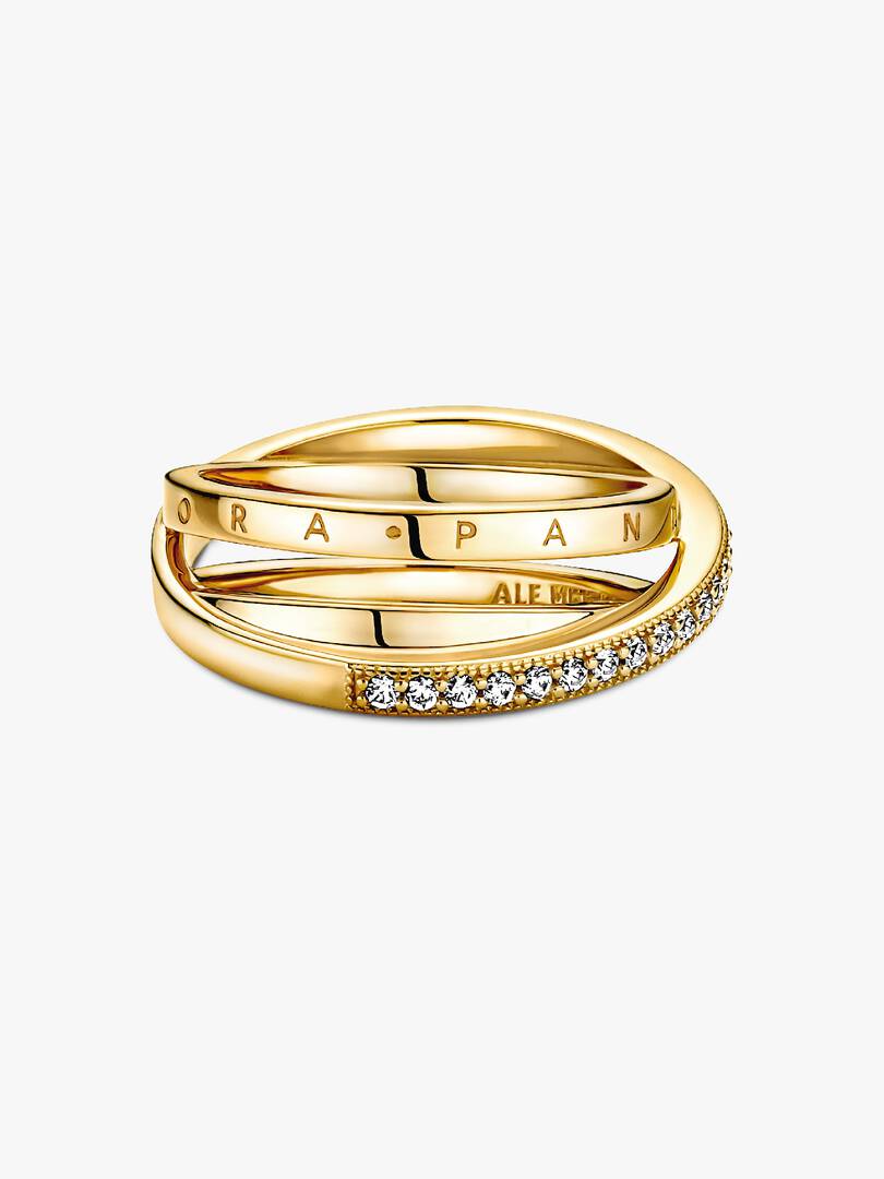 Crossover Pavé Triple Band Ring 14k gold plating