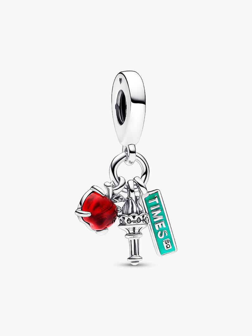 NYC Apple, Torch and Street Sign Triple Dangle Charm Sterling silver
