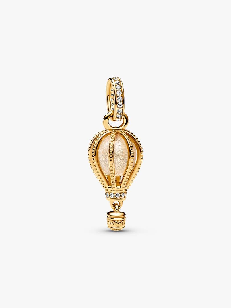 Sparkling Clear Hot Air Balloon Dangle Charm 14k gold plating