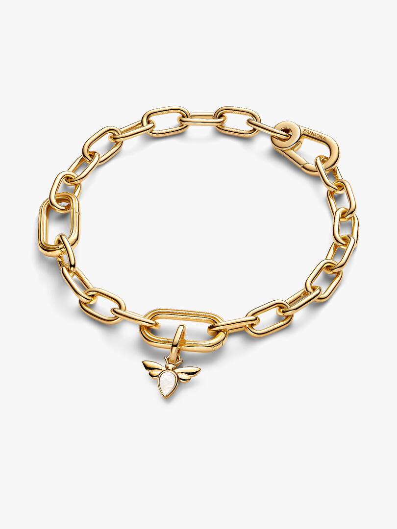 White Bee Mini Dangle Charm 14k gold plating