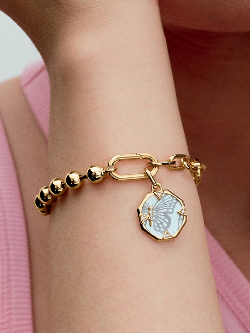 Pandora ME Pearlescent Butterfly Medallion Charm 14k gold plating