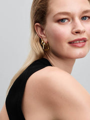 Twisted Triangle Large Hoop Earrings 14k gold plating