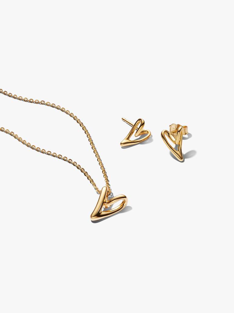 Golden Organic Heart Jewelry Gift Set 14k gold plating
