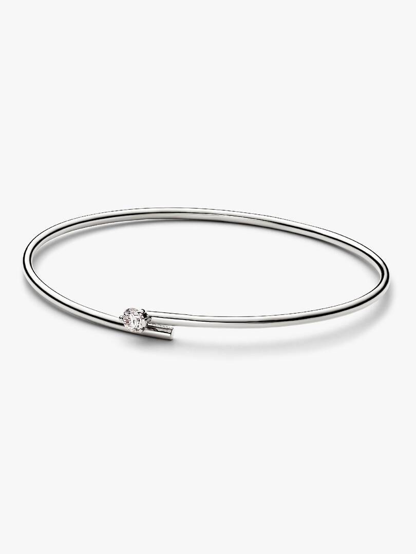 FINAL SALE - Pandora Nova 14k White Gold Lab-grown Diamond Open Bangle 0.25 ct TW, 14k white gold