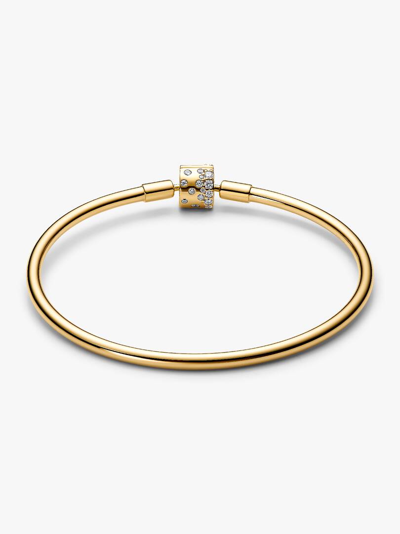 FINAL SALE - Sparkling Barrel Clasp Bangle 14k gold plating